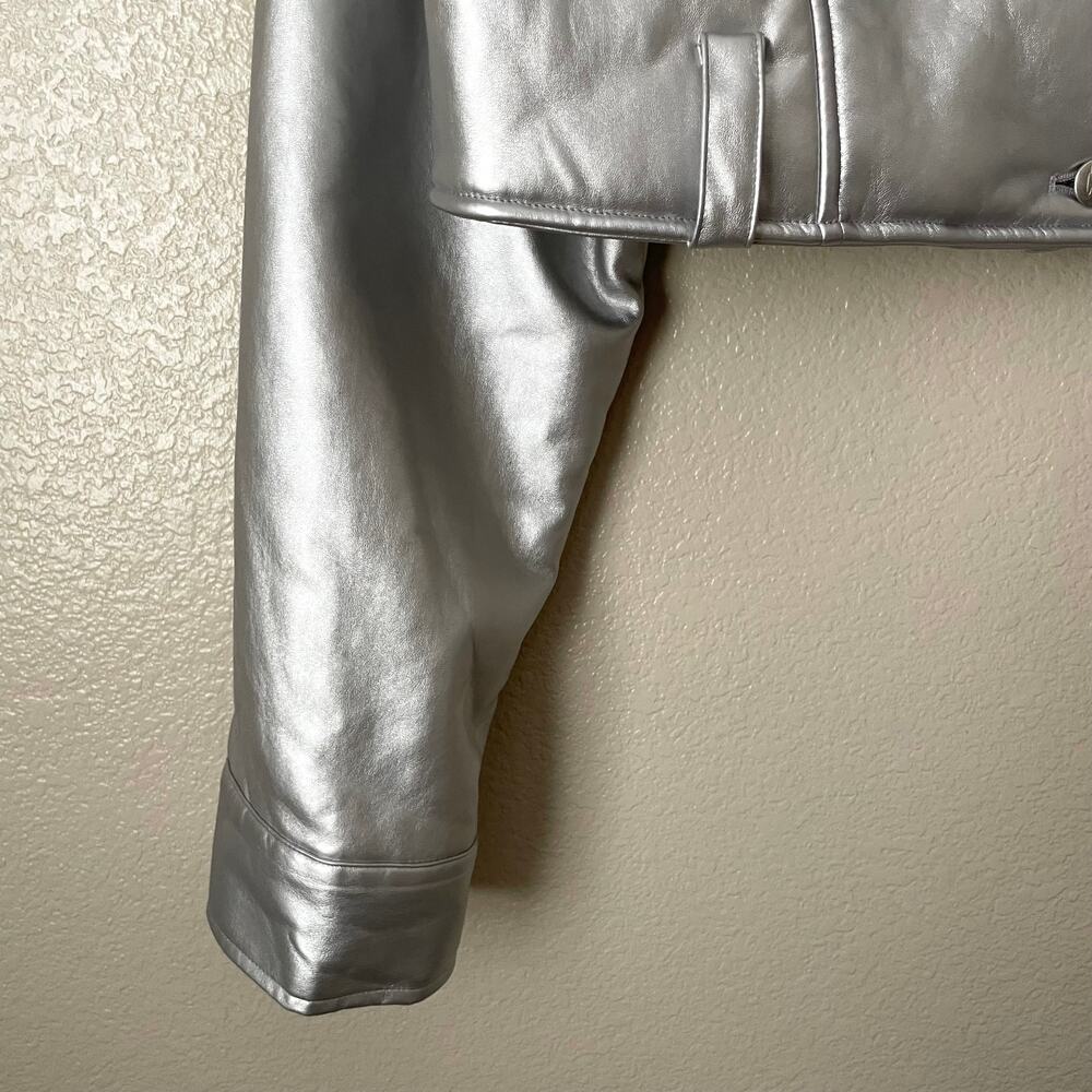 I.AM.GIA Jacket Womens Small Silver Metallic Alessandra‎ Cropped Sherpa Lined - Picture 5 of 13